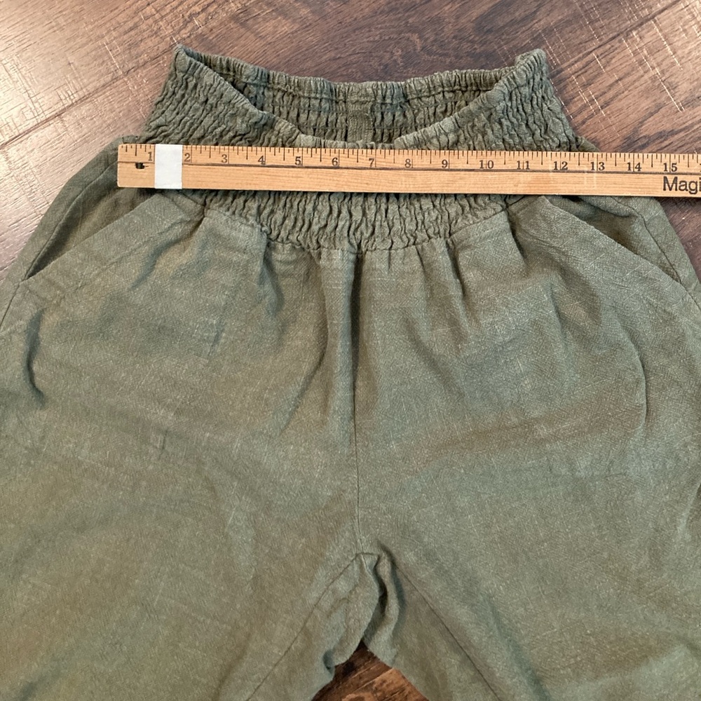 Smocked waist Linen Pants - Picture 2 of 7